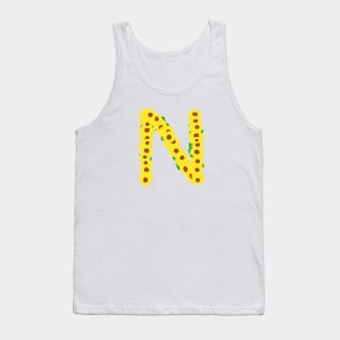 Sunflowers Initial Letter N (White Background) Tank Top